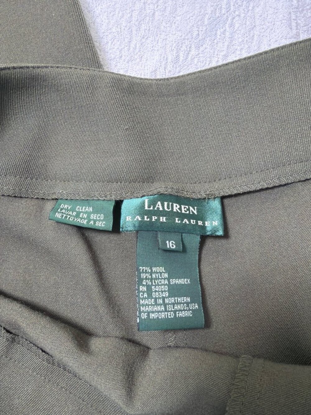 Lauren Ralph Lauren Womens Wool Blend Pants Size 16, Olive - Picture 2 of 10